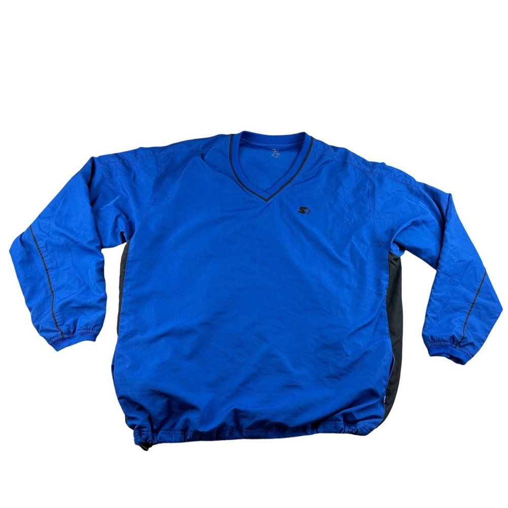 Starter Windshirt Jacket Men XL Blue V-Neck Pullover Athletic‎ Sport Mesh Lined